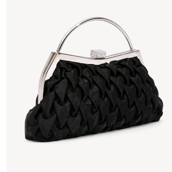 Elegant Satin Clutch Bag Pleated - Picture 2 of 9